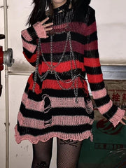 Gradient punk ripped sweater