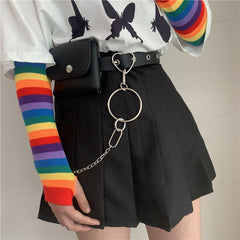 Grunge gothic heart buckle chain purse belt