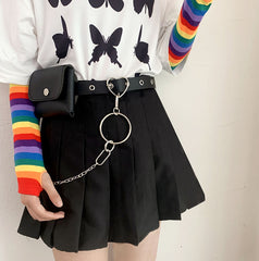 Grunge gothic heart buckle chain purse belt