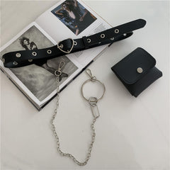 Grunge gothic heart buckle chain purse belt