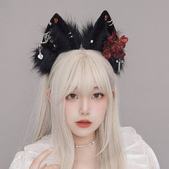 Handmade gothic rose cosplay wolf-themed headband