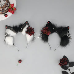Handmade gothic rose cosplay wolf-themed headband