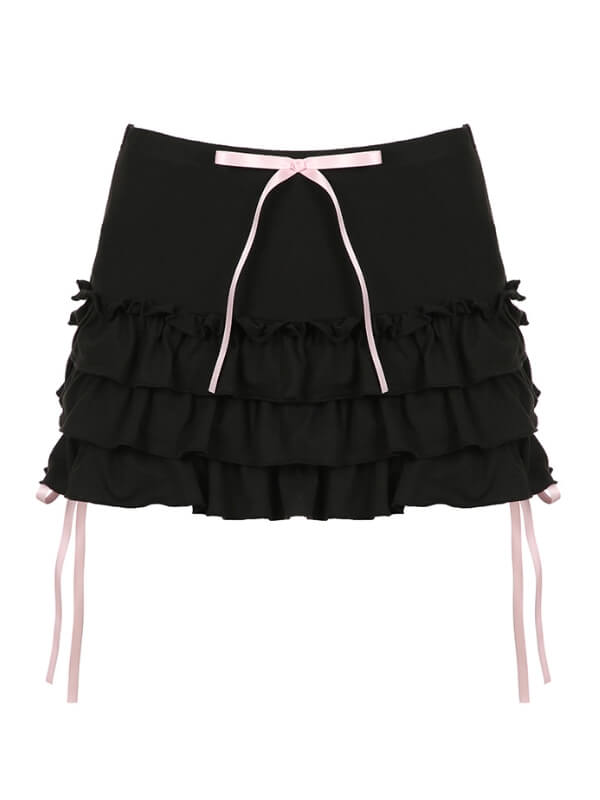 Hard candy ribbon mini skirt
