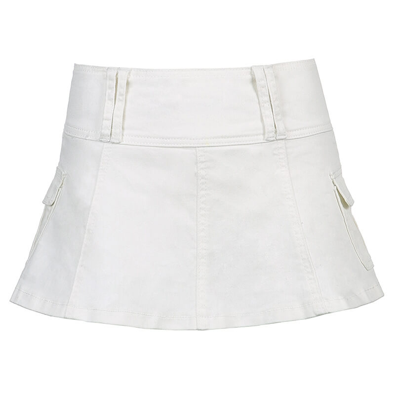 High waisted denim mini skirt