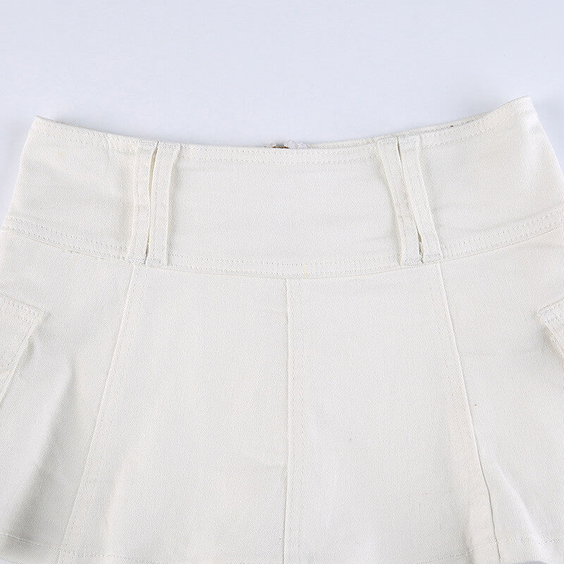 High waisted denim mini skirt