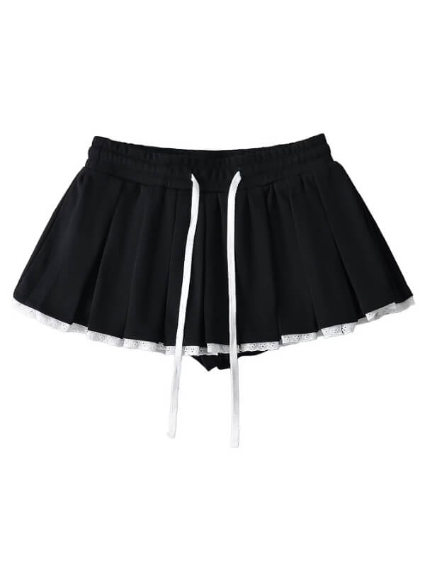 Jennie style drawstring lace-trimmed mini skirt