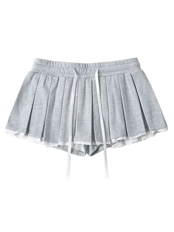 Jennie style drawstring lace-trimmed mini skirt