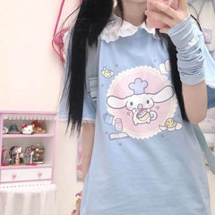 Baby blue cooking cinnamoroll t-shirt
