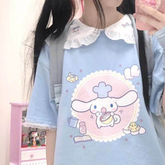 Baby blue cooking cinnamoroll t-shirt
