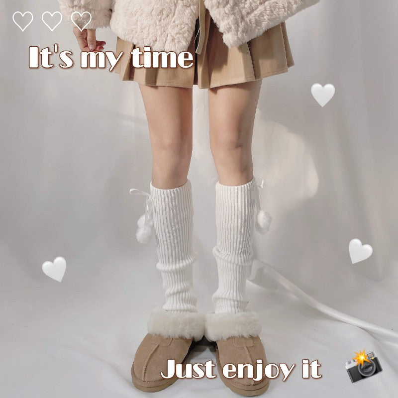 Kawaii pompon leg warmer