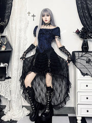 Off-Shoulder-Top mit Quaste im Gothic-Stil aus Spitze