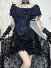 Off-Shoulder-Top mit Quaste im Gothic-Stil aus Spitze