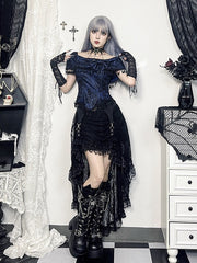 Off-Shoulder-Top mit Quaste im Gothic-Stil aus Spitze