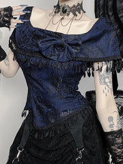 Off-Shoulder-Top mit Quaste im Gothic-Stil aus Spitze