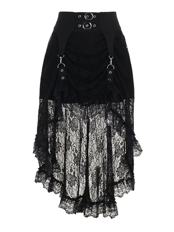 Off-Shoulder-Top mit Quaste im Gothic-Stil aus Spitze