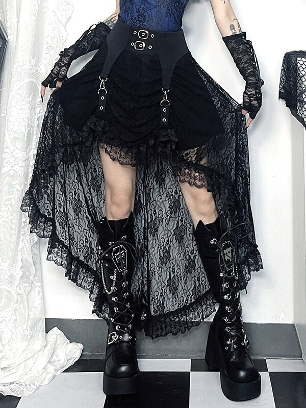 Off-Shoulder-Top mit Quaste im Gothic-Stil aus Spitze