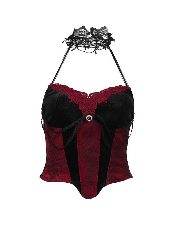 Neckholder-Camisole aus Spitze / Lagenrock
