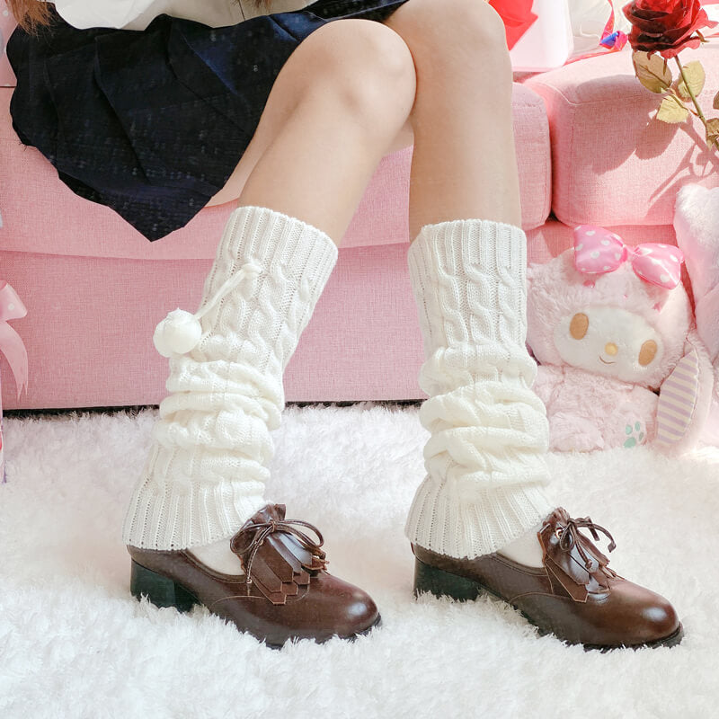 Lolita fluffy pompon leg warmer