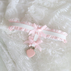Lolita punk heart clip lace bow garter