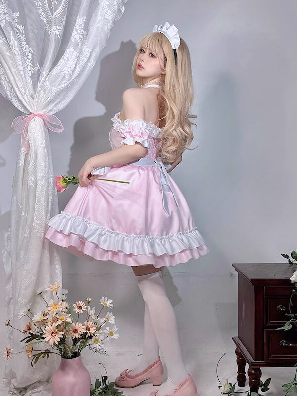 Pink cafe maid dress