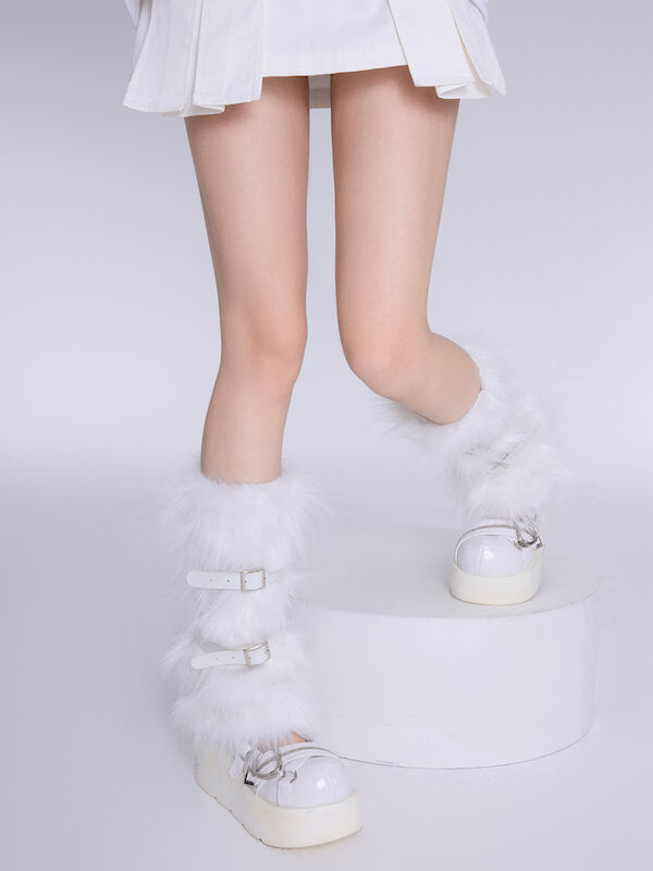 Artificial fur y2k garters leg warmers