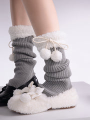 Pompon warm leg warmers