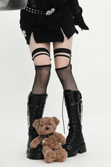 Punk rivet garter fishnet stockings