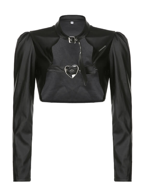 Alternative leather ruffled skirt