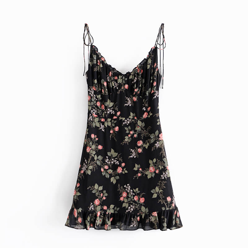 Vintage Blumen Hosenträgerkleid
