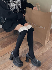 Pompon thigh high warm stockings