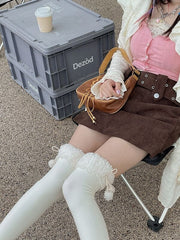 Pompon thigh high warm stockings