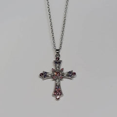 Vintage punk diamond cross necklace