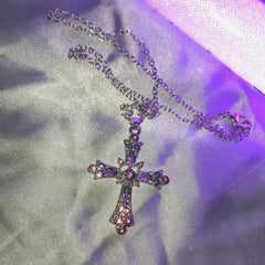 Vintage punk diamond cross necklace