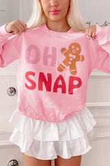 Pink OH SNAP Gingerbread Man Christmas Pullover Sweatshirt