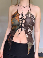 Pydshop Vintage Irregular Sexy Halter Sleeveless Top