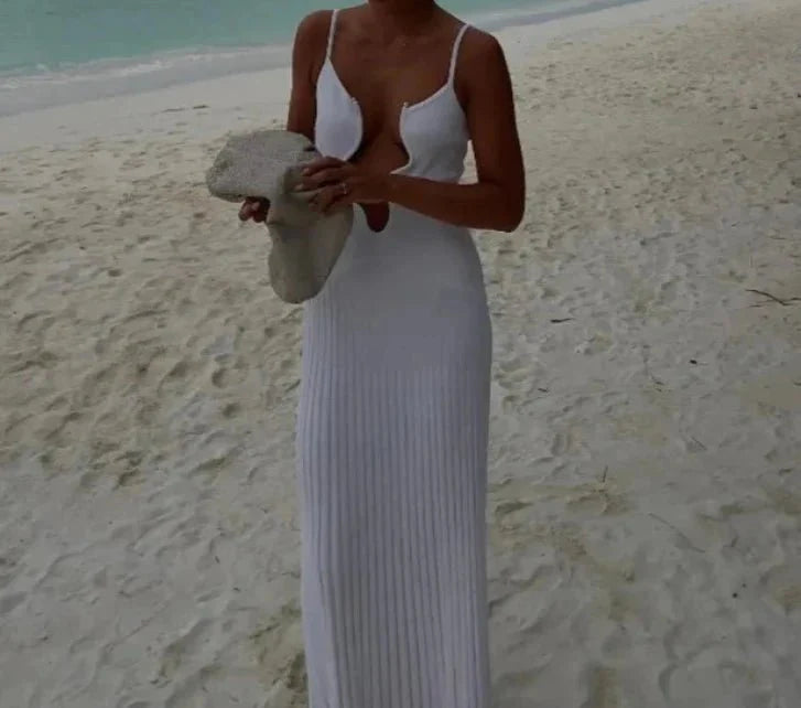 Deep V-Neck Maxi Dress