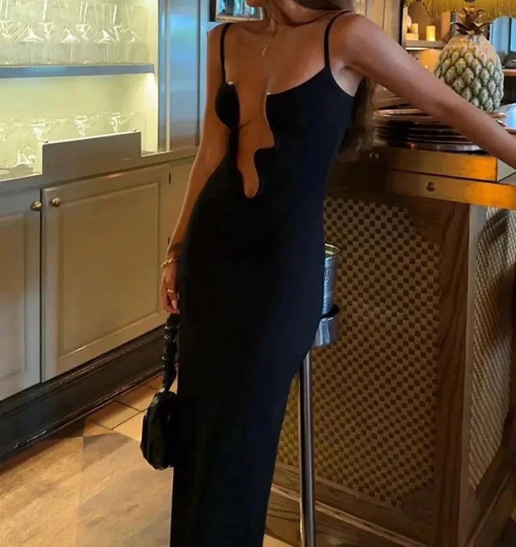 Deep V-Neck Maxi Dress