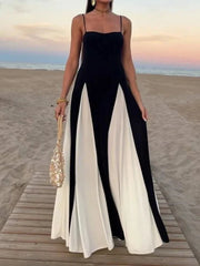 Elegant Black White Contrasting Fashion Dress