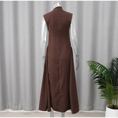 Elegant Floor-Length Scarf Collar Evening Dress