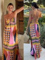 Elegant Floral Print Puff Sleeve Maxi Dress