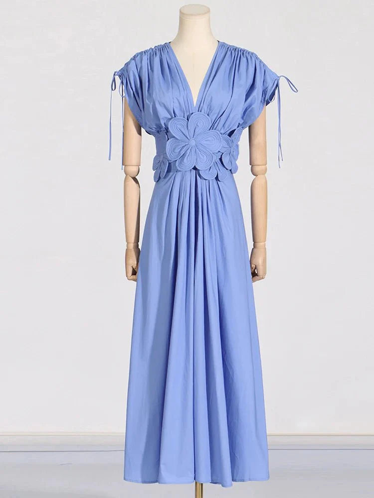 Elegant Patchwork V-Neck Fashion Dress