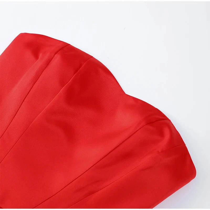 Red Strapless Backless Party Dress
