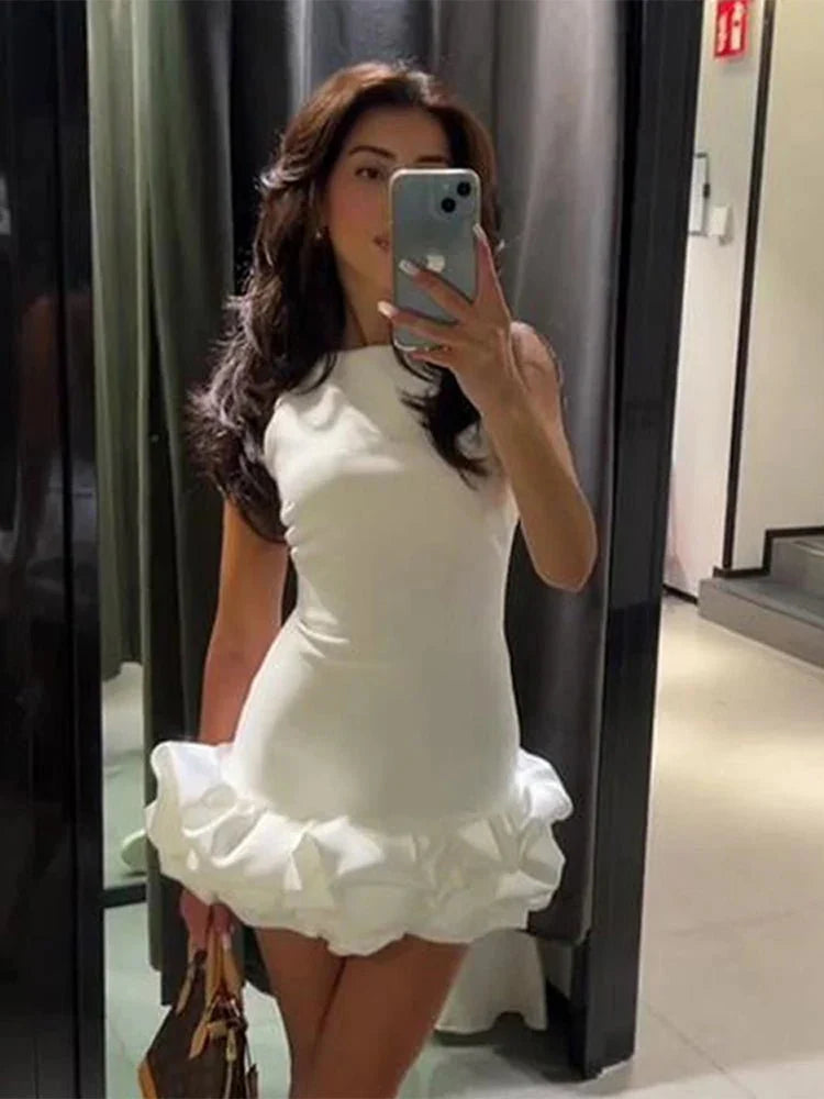 Elegant Ruffle Pleated Mini Dresses