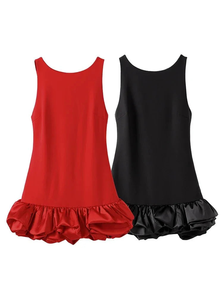 Elegant Ruffle Pleated Mini Dresses