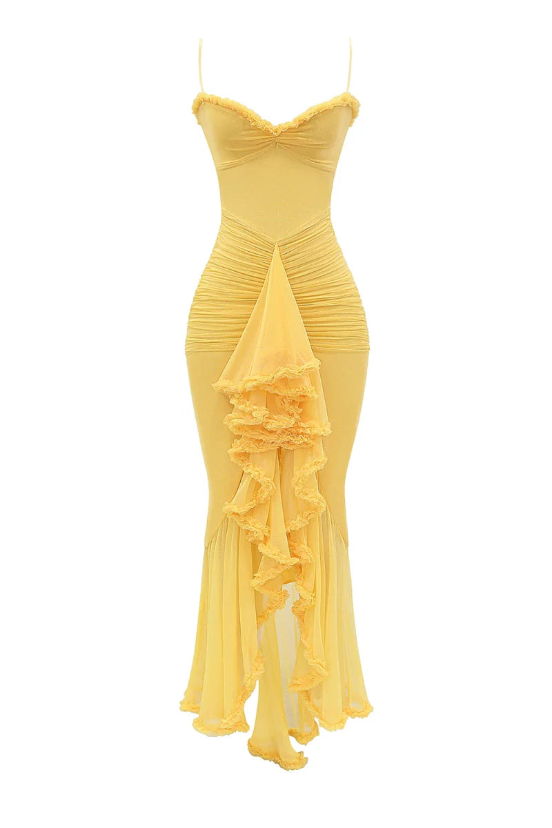 Elegant Ruffles Hem Maxi Dress