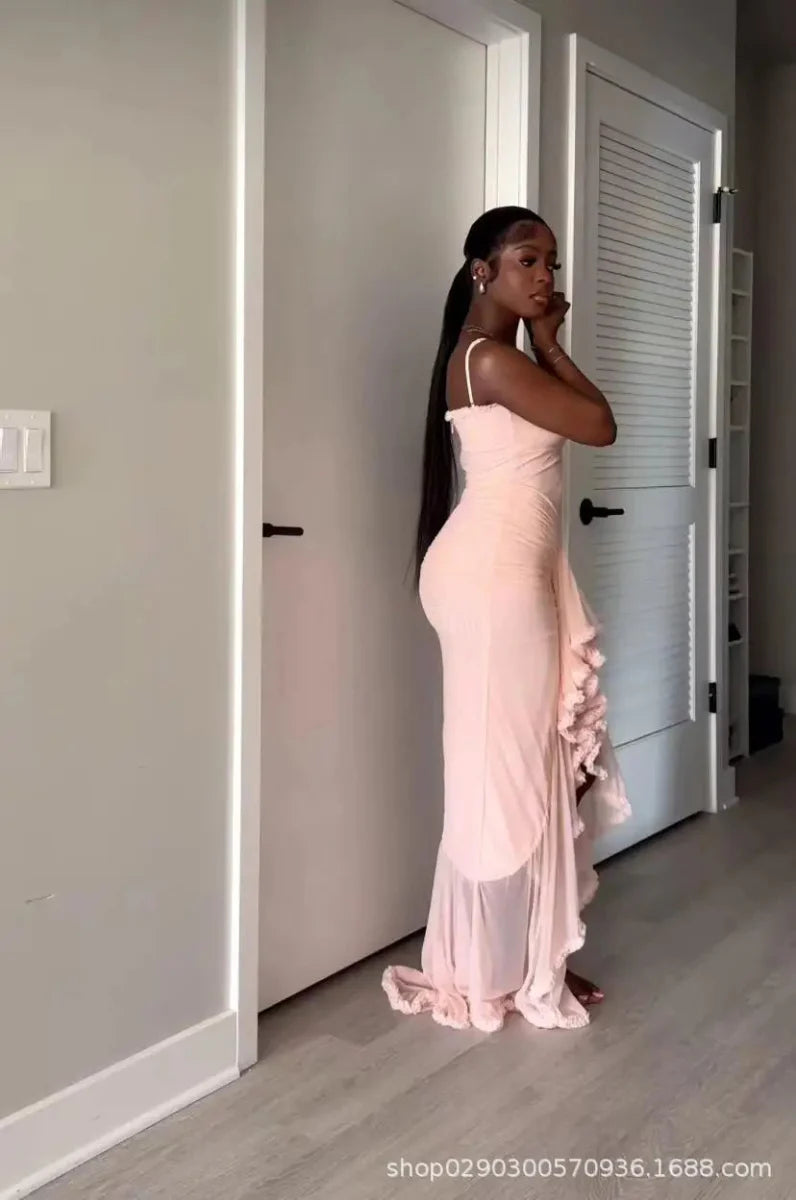 Elegant Ruffles Hem Maxi Dress