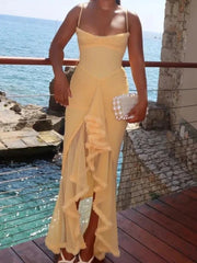 Elegant Ruffles Hem Maxi Dress