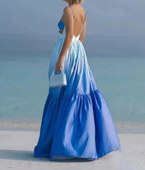 Elegant Ruffles Hollow Out Sling Dress