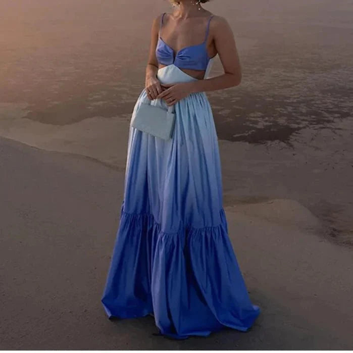 Elegant Ruffles Hollow Out Sling Dress