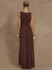 Elegant Sleeveless Ruched Maxi Dress